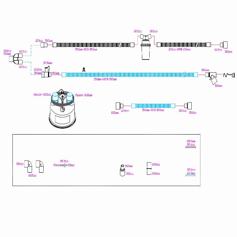 Контур дихальний одноразовий MEDICARE, з 1 вологозбірником, з камерою та підігрівом лінії вдиху, педіатричний
